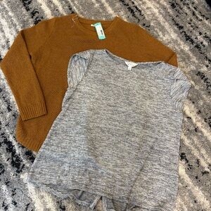 Stitch Fix Market & Spruce Woven Striped Top & Pink Clover Sweater Women’s XL